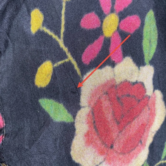 Johnny Was Size XXL Black Multi Floral 100% Silk Button Front Blouse - Picture 15 of 16